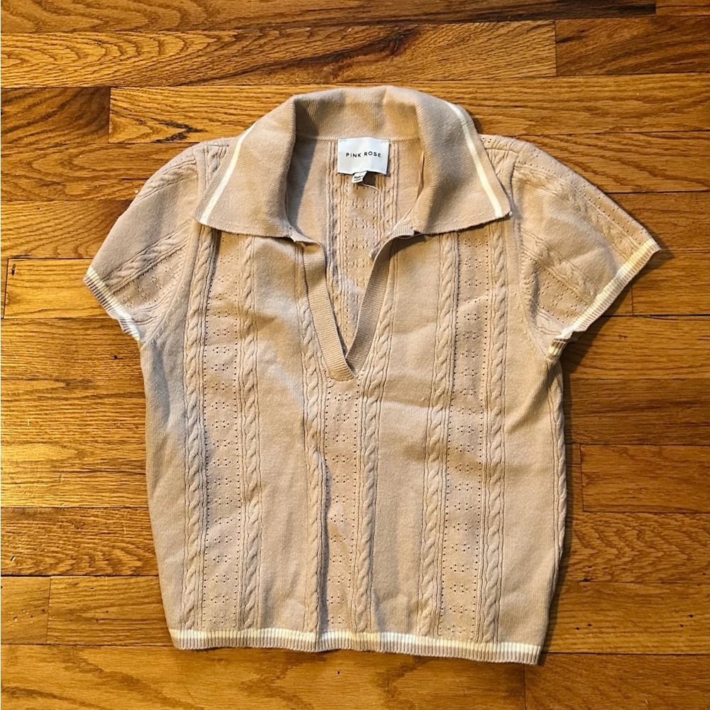 Women's Beige Knit Top and bottom set